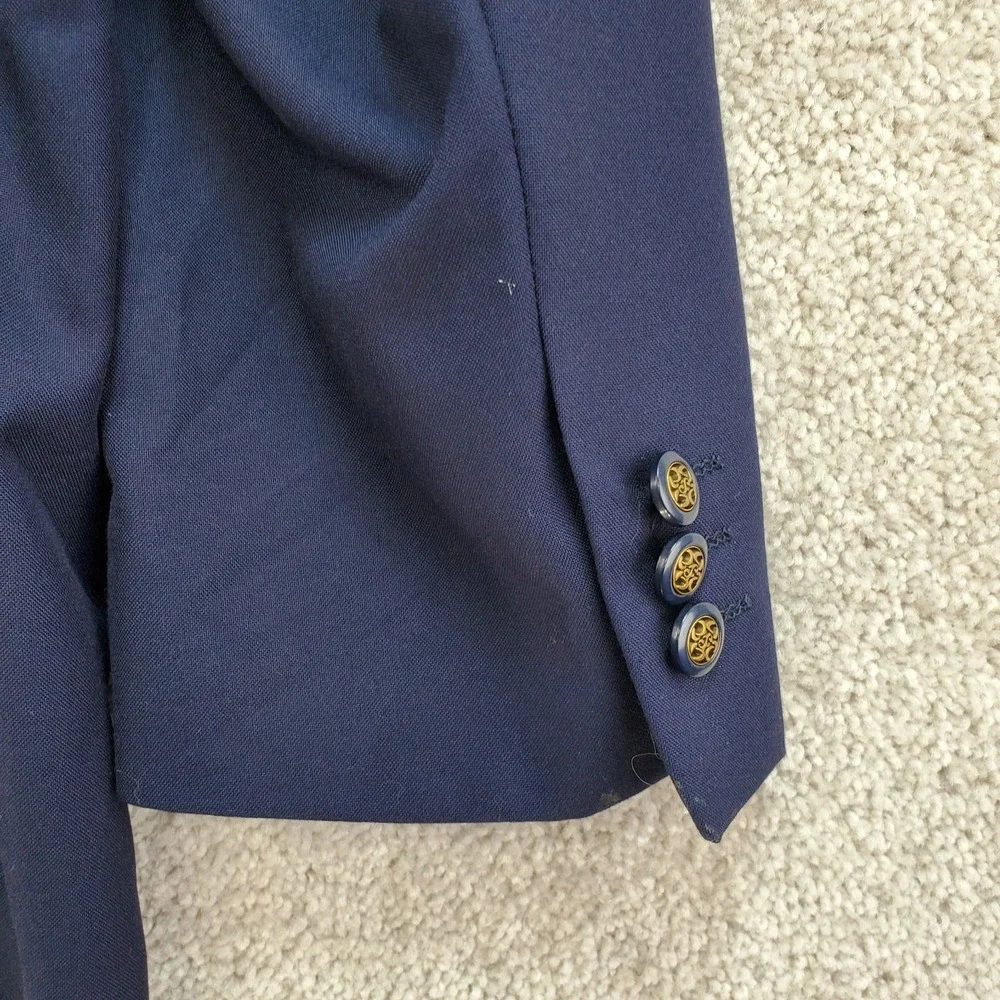 John Blair Signature Blazer Jacket Men 44 Blue Rayon Notch Lapel Single Breasted